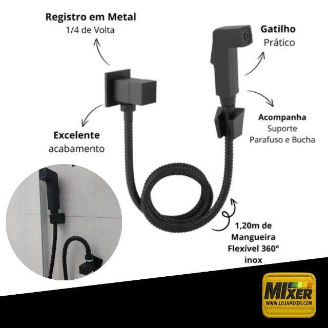 Ducha Higiênica - Acabamento Preto em Metal para Lavabo e Suíte _ CS165 - Foto 2