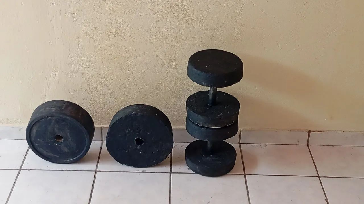 Vendo KIT de Musculação feitos de CONCRETO - (CIMENTO) REVESTIDOS EM EVA - Foto 2