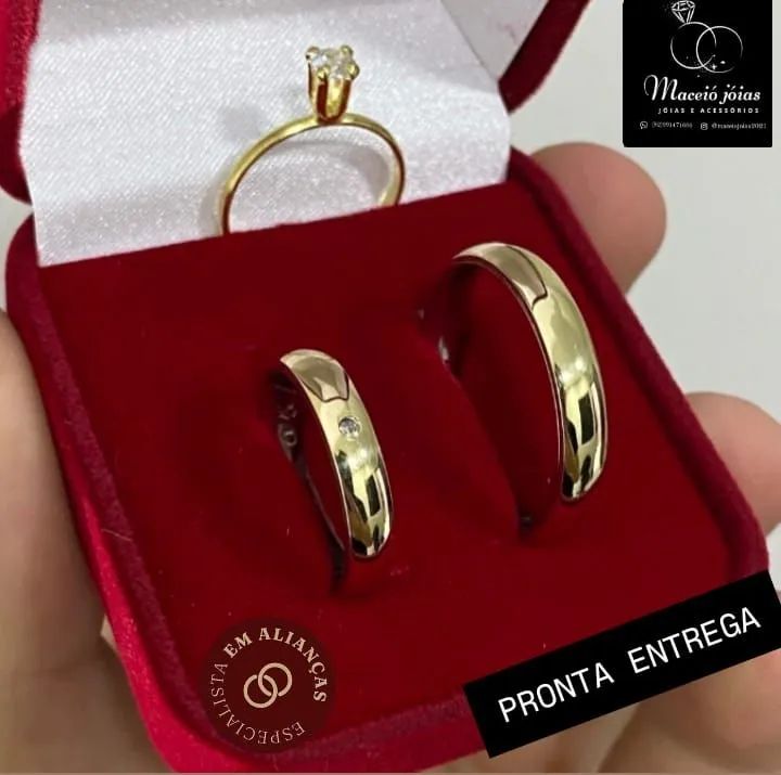 KIT TRIO DE ALIANÇAS NOIVADO E CASAMENTO  - Foto 2