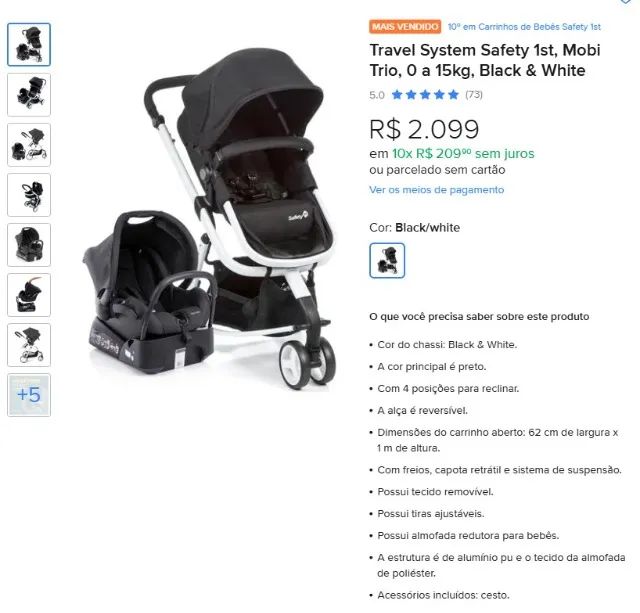 CARRINHO SAFETY 1ST MOISES + BEBE CONFORTO - Foto 4