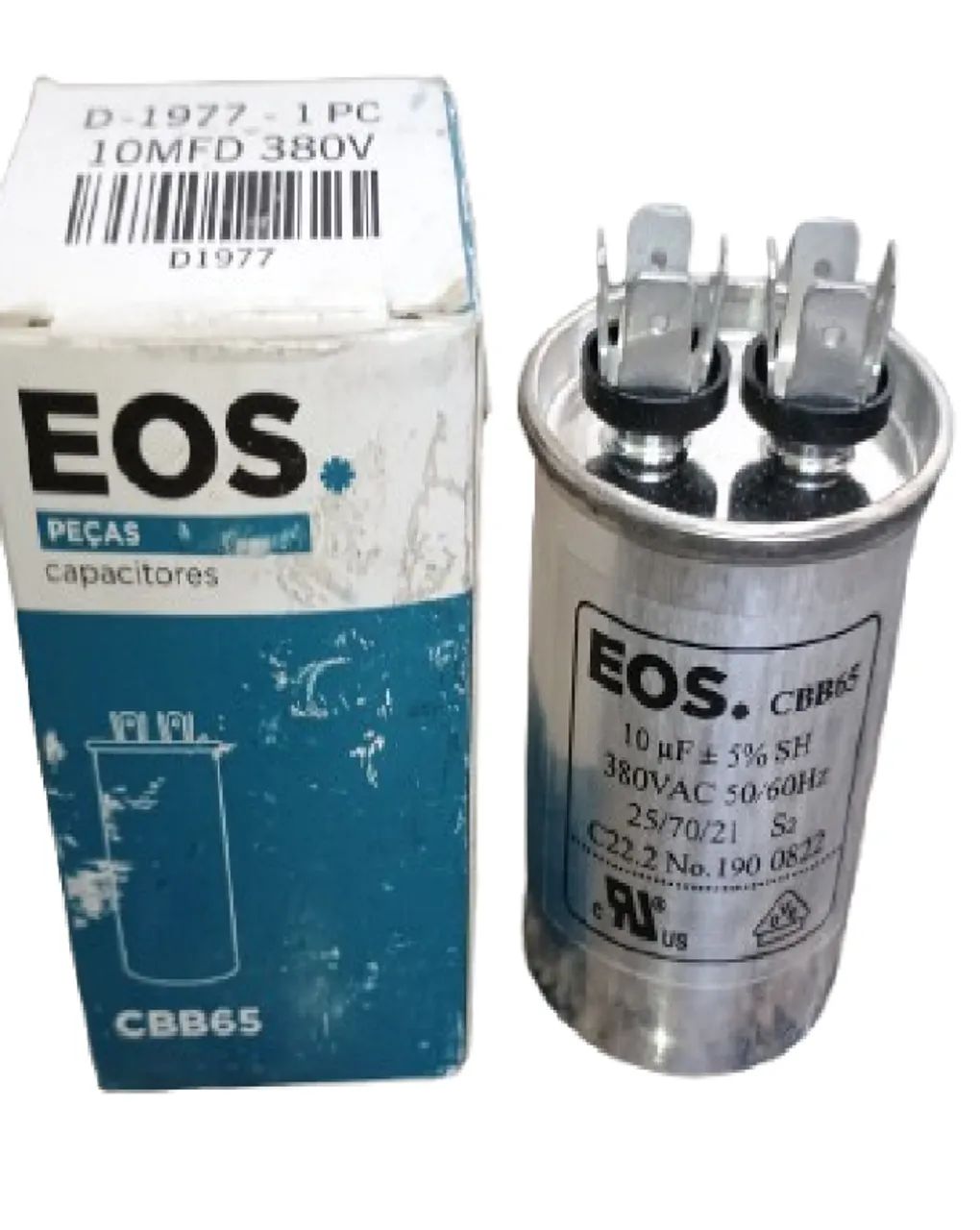 CAPACITOR DE 10MFD POR 380 VAC DA MARCA EOS MODELO D-1977