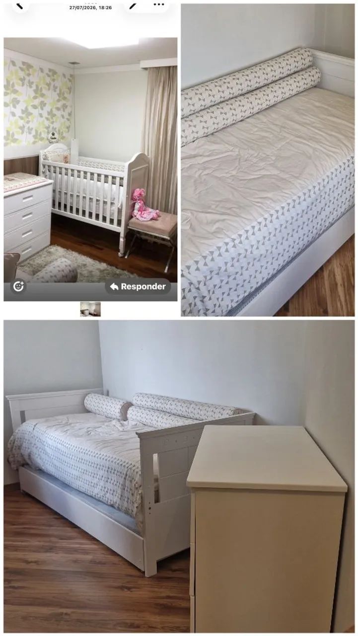 Vendo Berço madeira,Cômoda e Cama babá 