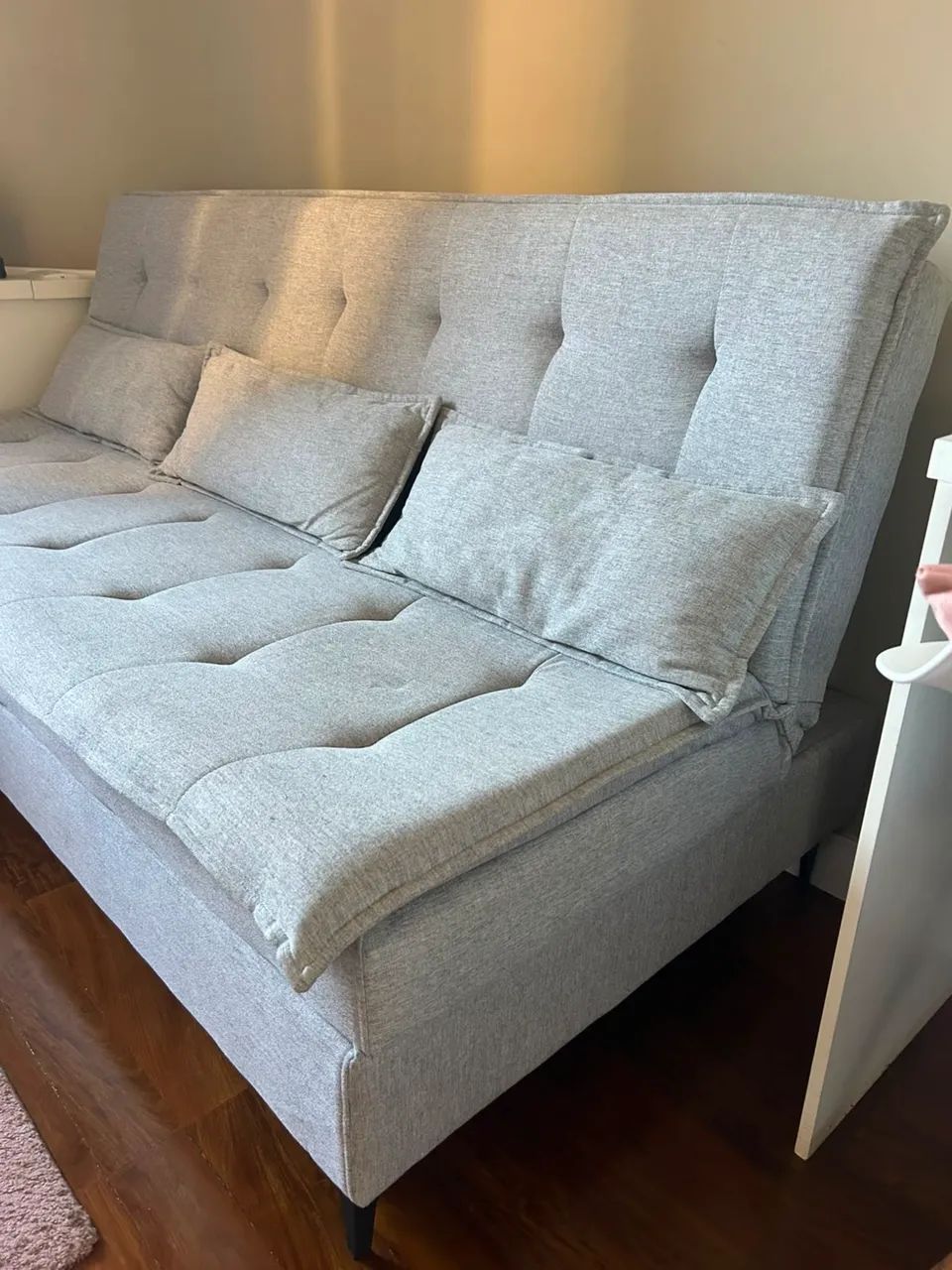 Sofá cama ortobom em linho puro cinza claro   - Foto 2