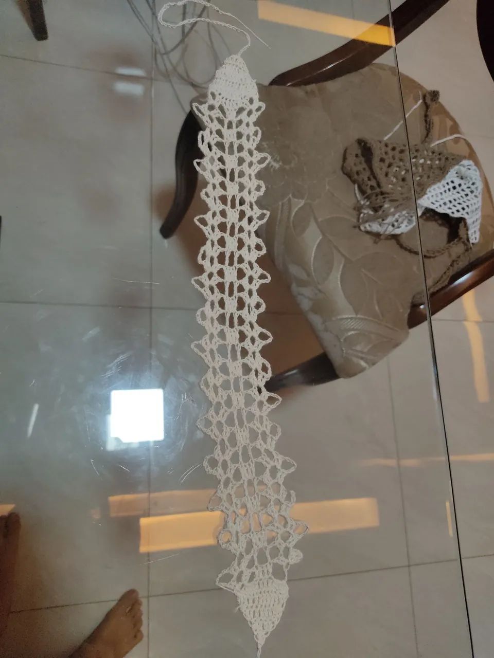 Bandana branca de crochê(2mm) - Foto 2