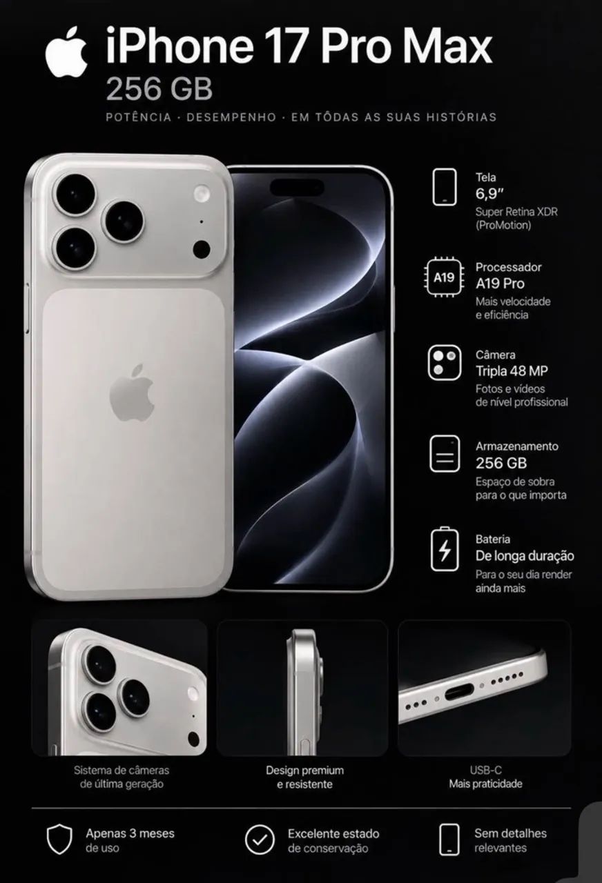 VENDO OU TROCO IPHONE 17 PRO MAX 256gb