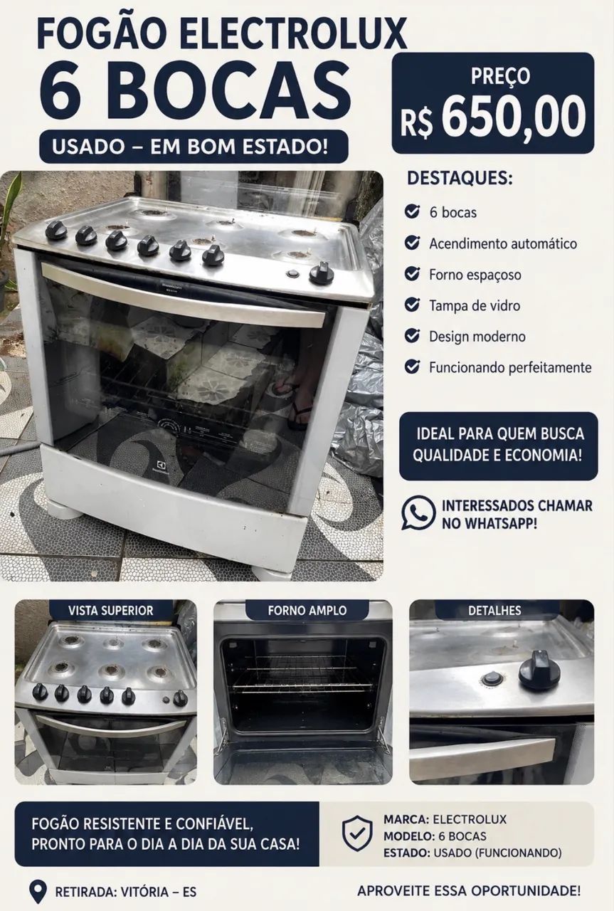 Fogão Electrolux 6 Bocas - Usado - Foto 4
