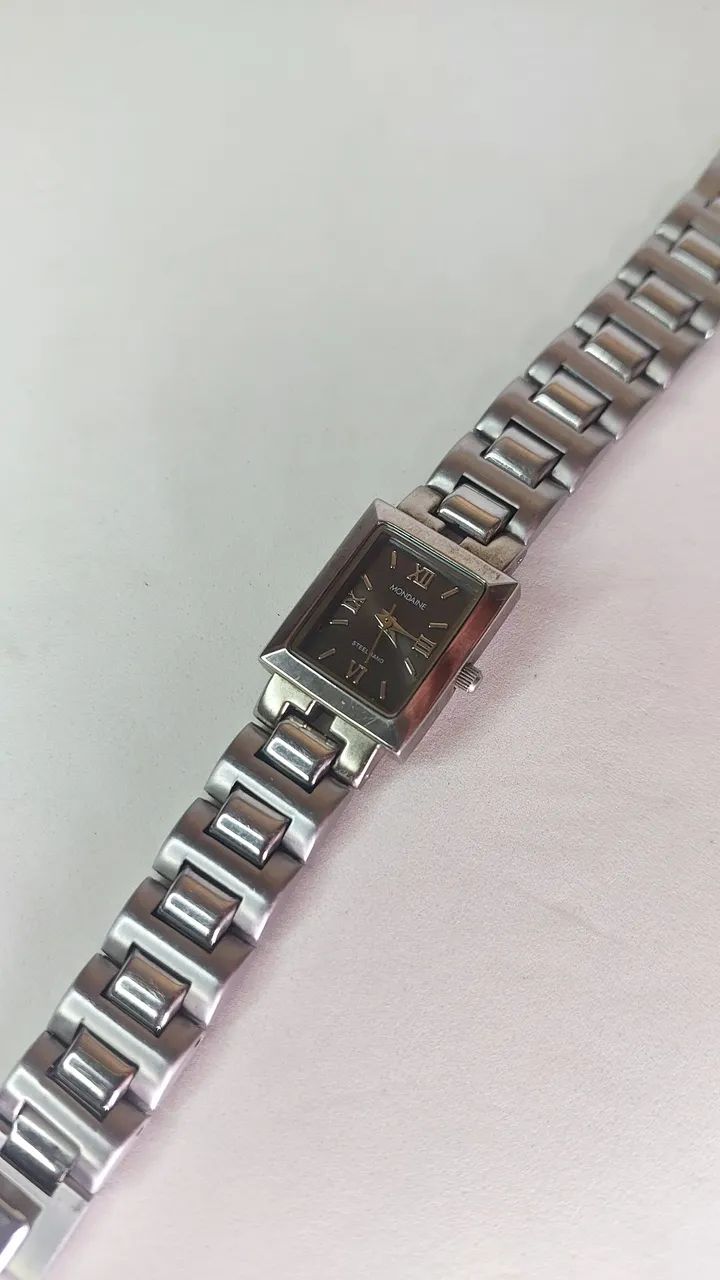 Relógio Mondaine Vintage Retangular Aço Prateado - Original