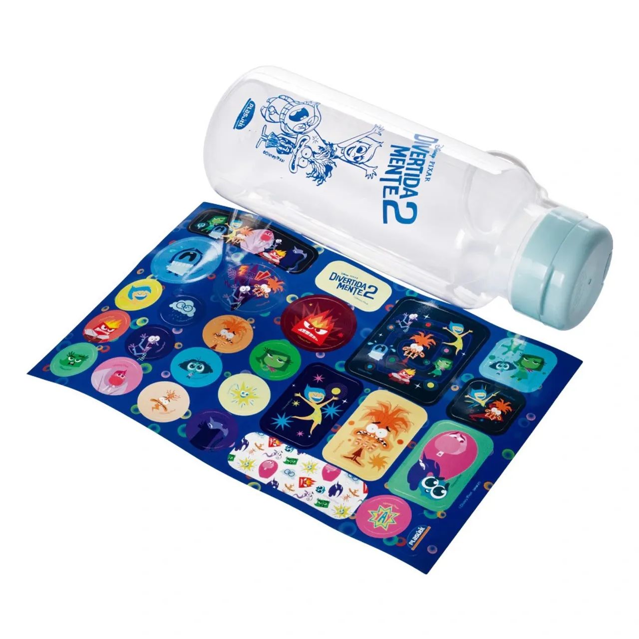 Garrafa de Plástico Com Adesivos Divertida Mente e Stitch 600ml - Foto 3