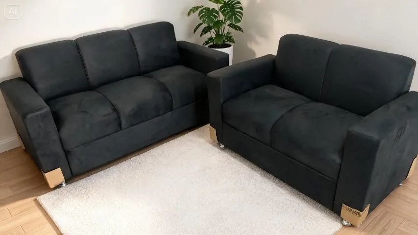 Sofá 2 e 3 Lugares Suede Grafite D33 Resistente e Confortável - Foto 4