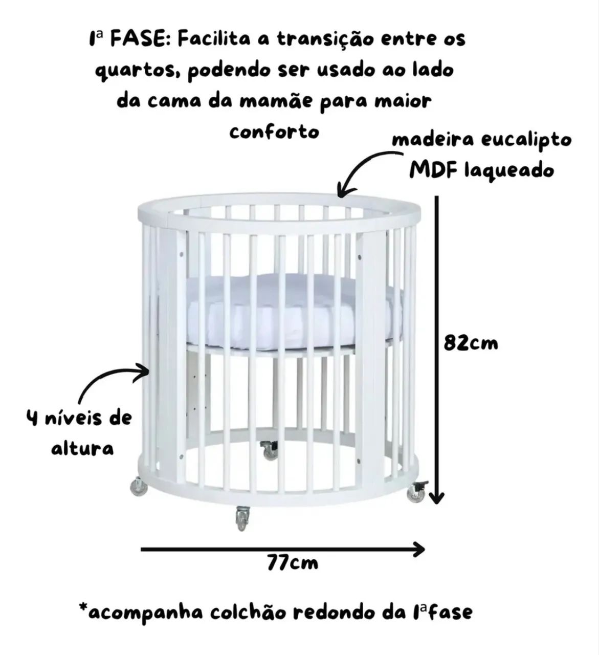 Berço 4x1 progressivo DIVICAR Branco - Foto 5
