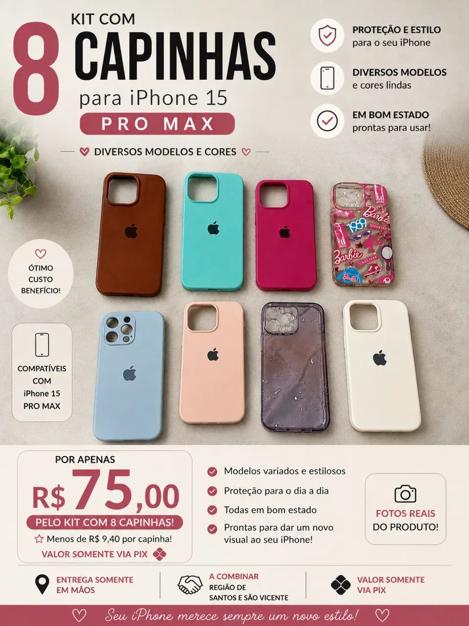 Capinhas IPhone 15 Pro Max - seminovas 