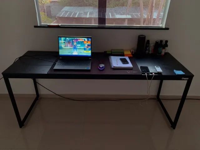 Mesa de Estudo Reforçada 1,80m NOVA Multiuso para Computador Notebook Home Office Birô - Foto 5