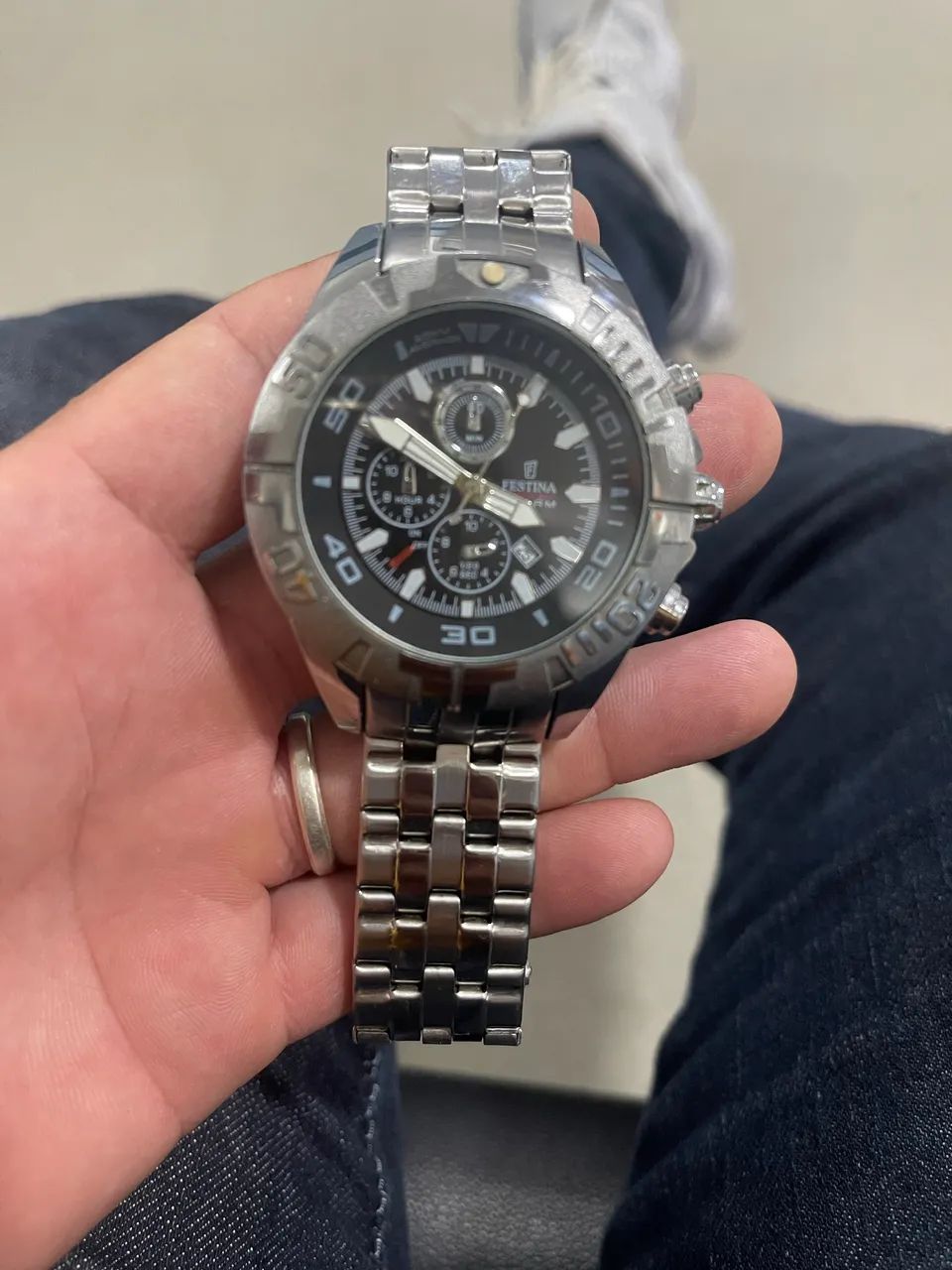 Relógio festina aço inoxidável cor prata todo filé 