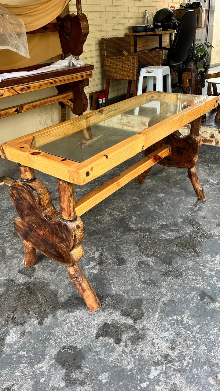 Mesa De Madeira Recuperada Rústica Artesanal