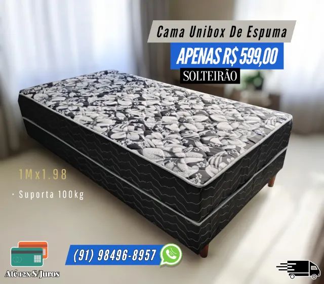 CAMA SOLTEIRÃO DE ESPUMA UNIBOX 