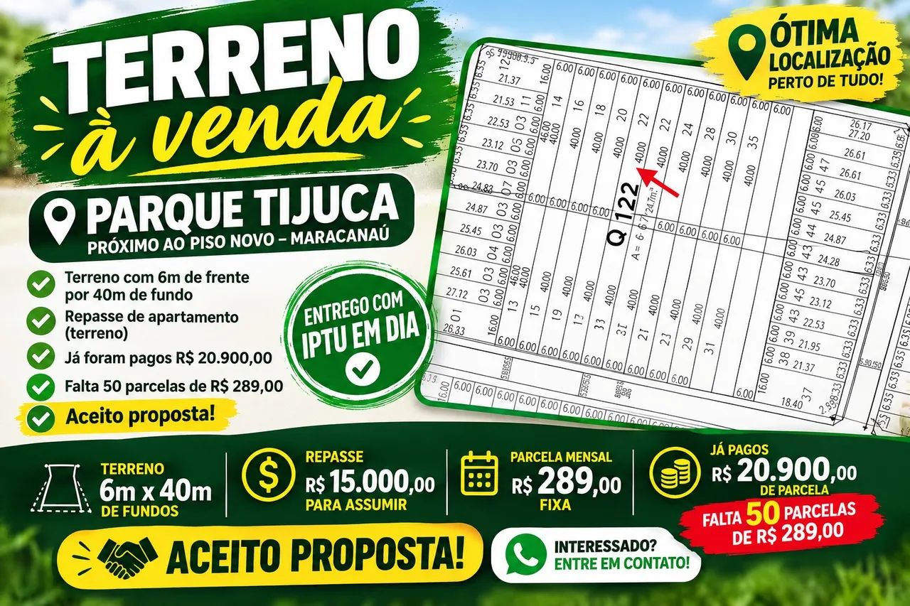Repasse de terreno 6x40