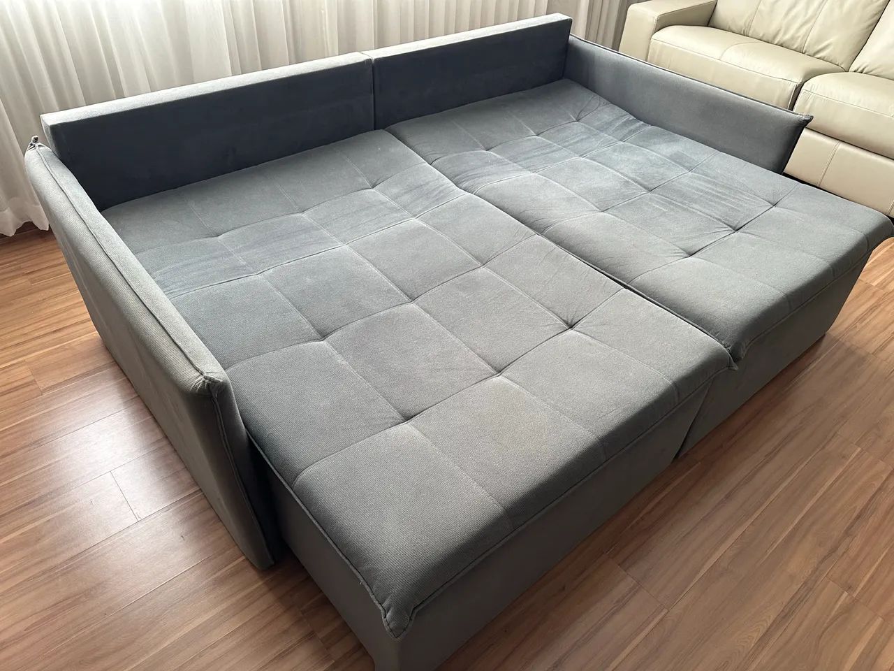 Sofá Cama Retrátil Cinza - Foto 5