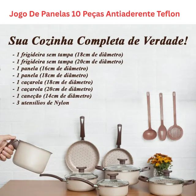 Jogo de Panelas com 10 Peças - Antiaderente - pronta Entrega!! - Foto 4