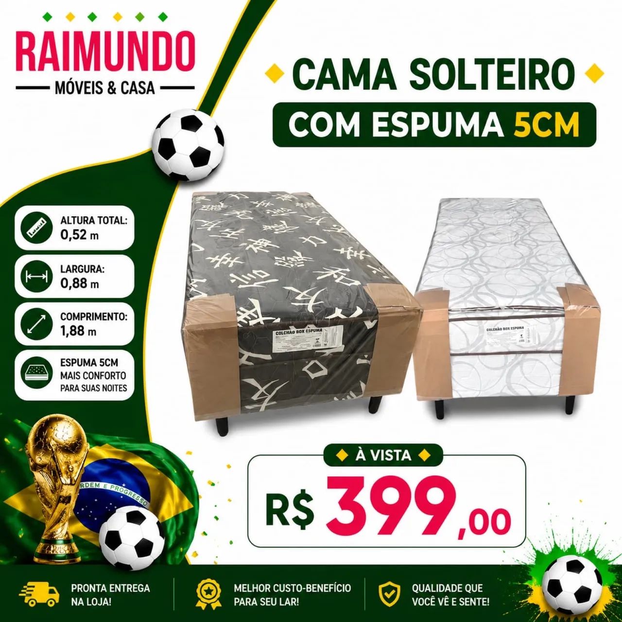 Cama box solteiro com espuma 