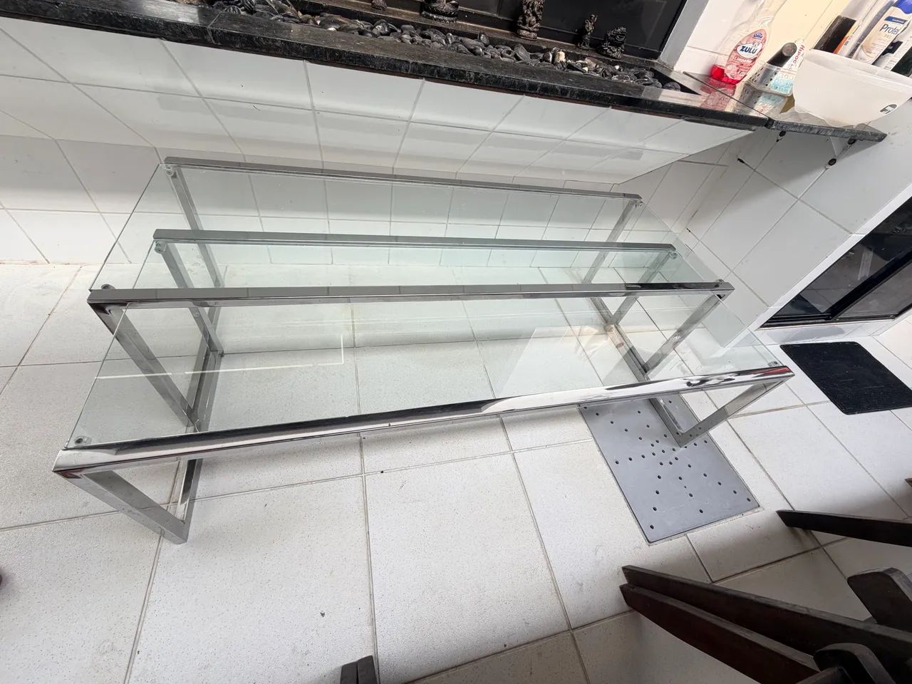 Mesa de Centro Inox com Vidro - Foto 2