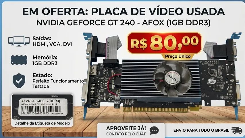 Placa de Vídeo Nvidia GT240 1024MB