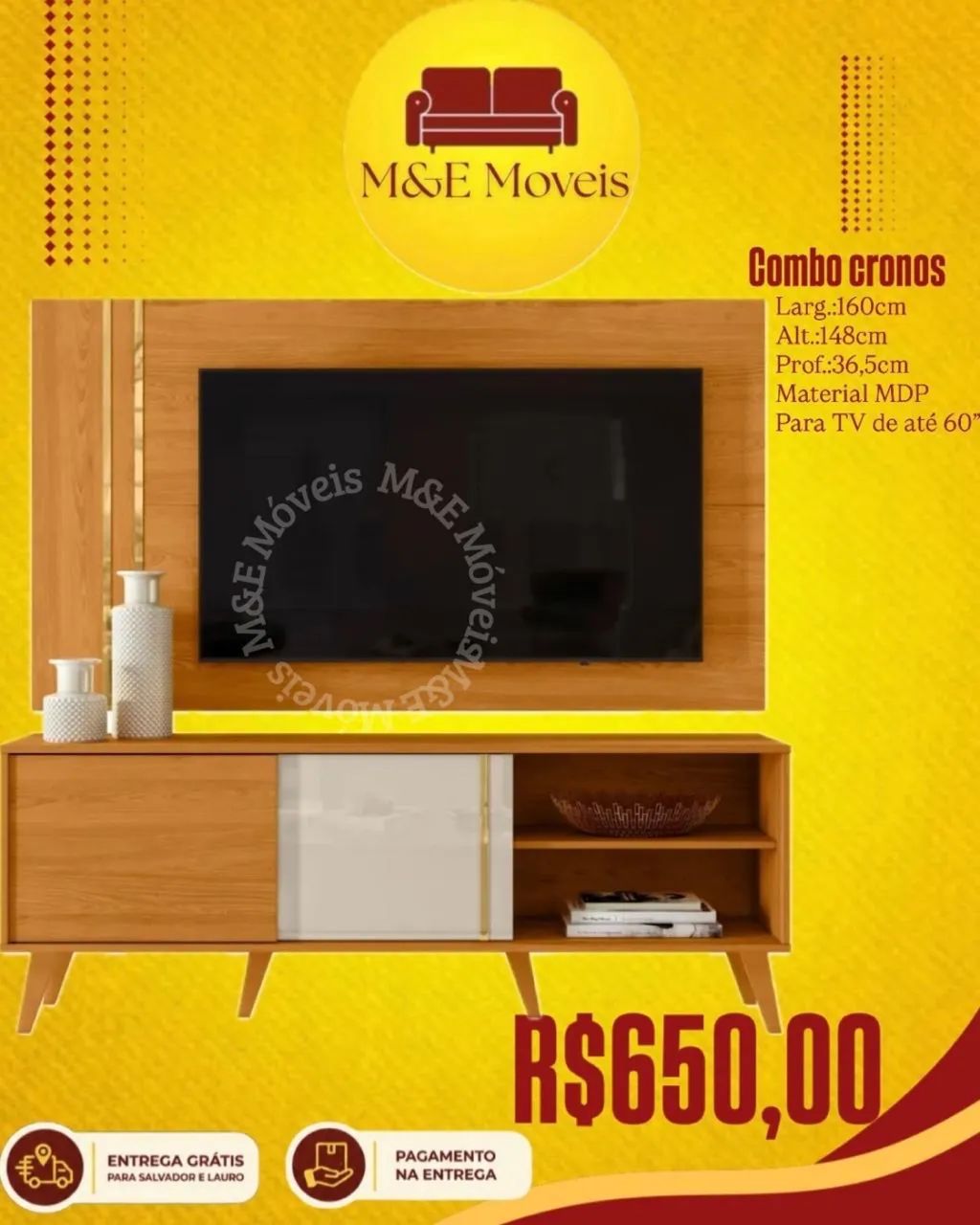 Combo rack e painel para tv de até 60 polegadas 
