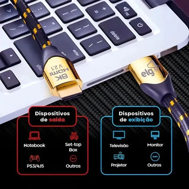Cabo HDMI 2.1v Áudio e Vídeo UHDTV 8K Elg HS8K20 2 Metros - Foto 5