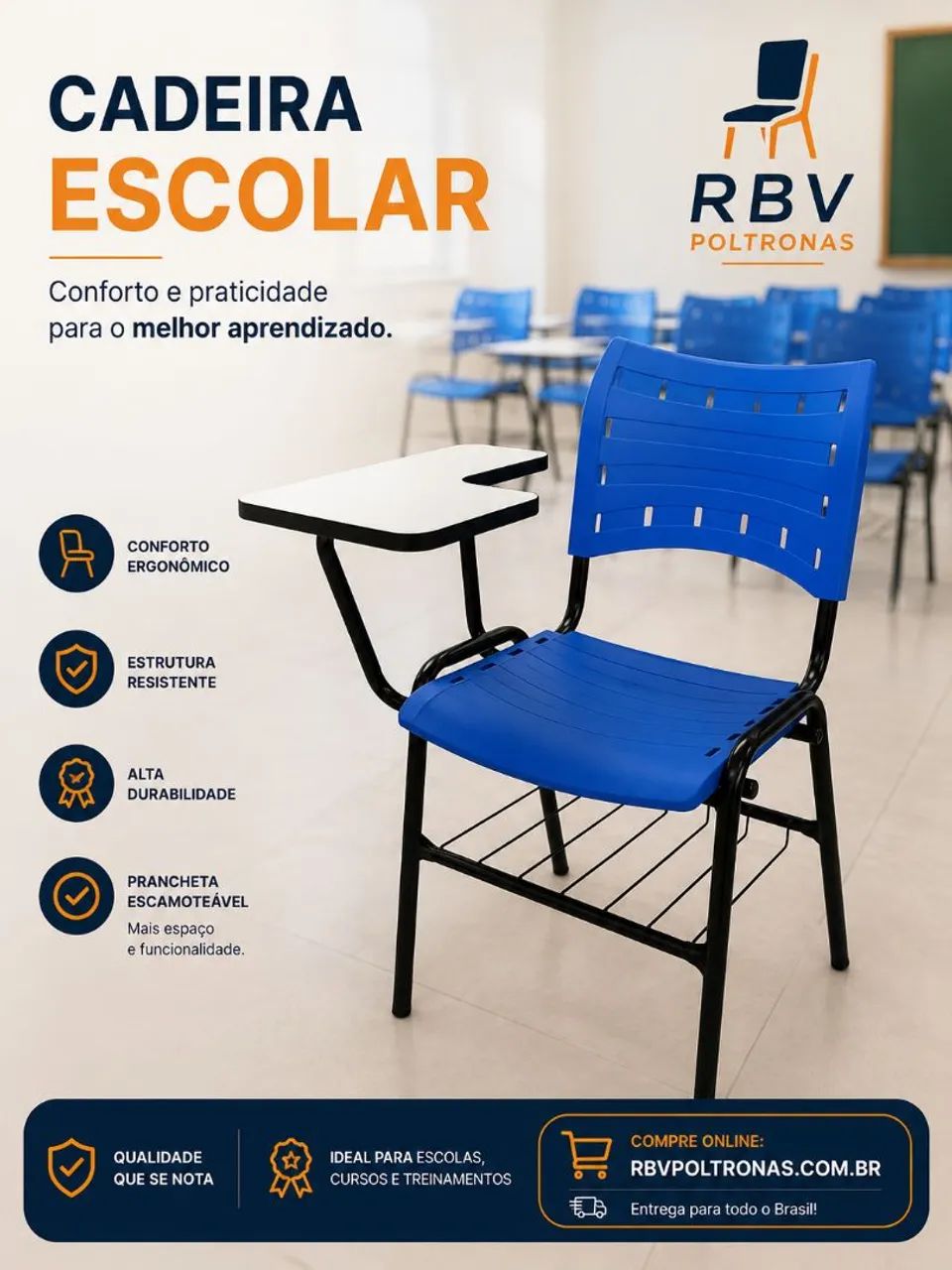 Cadeiras universitárias RBV - Foto 4