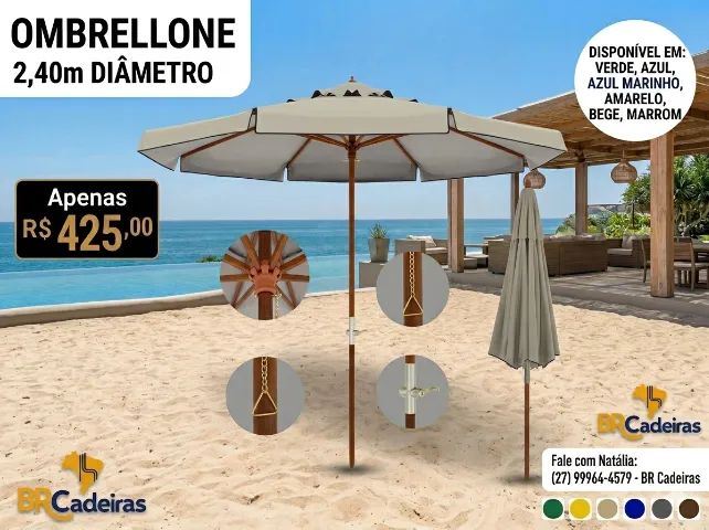 ombrellone para praia piscina 2,40 