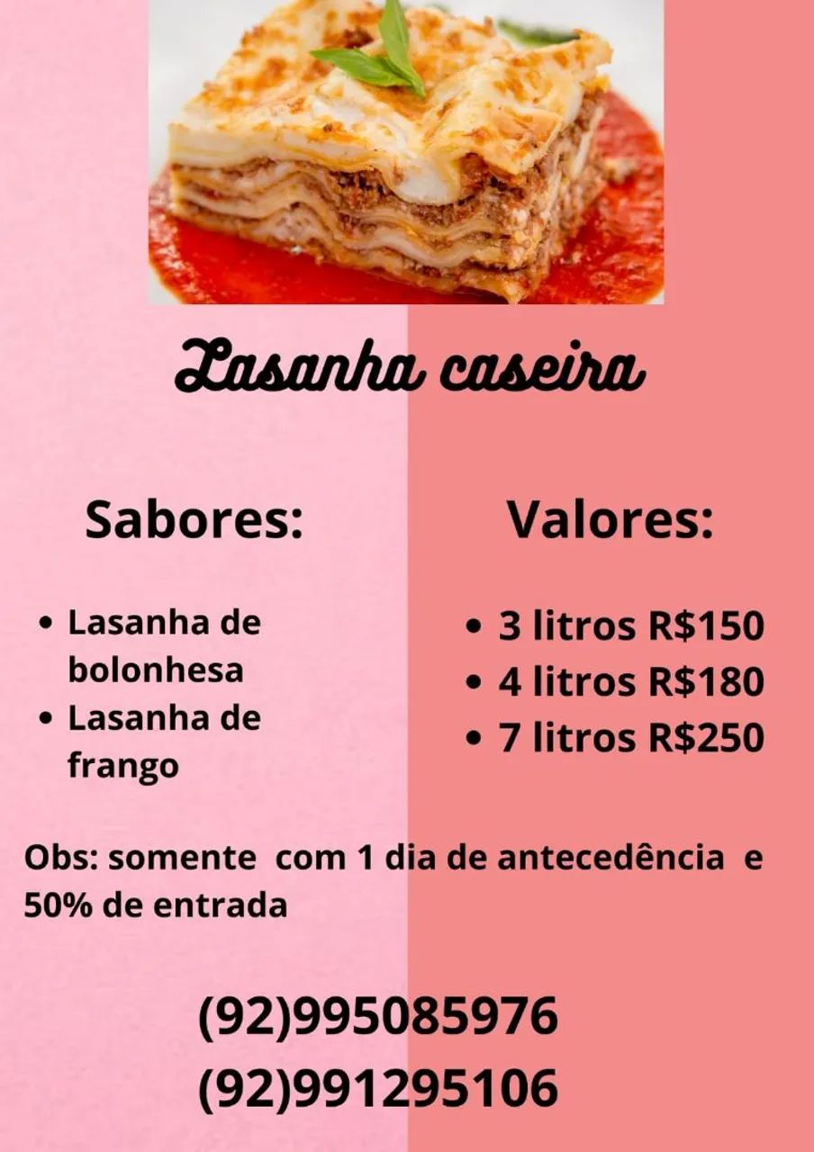 Lasanha por encomenda 