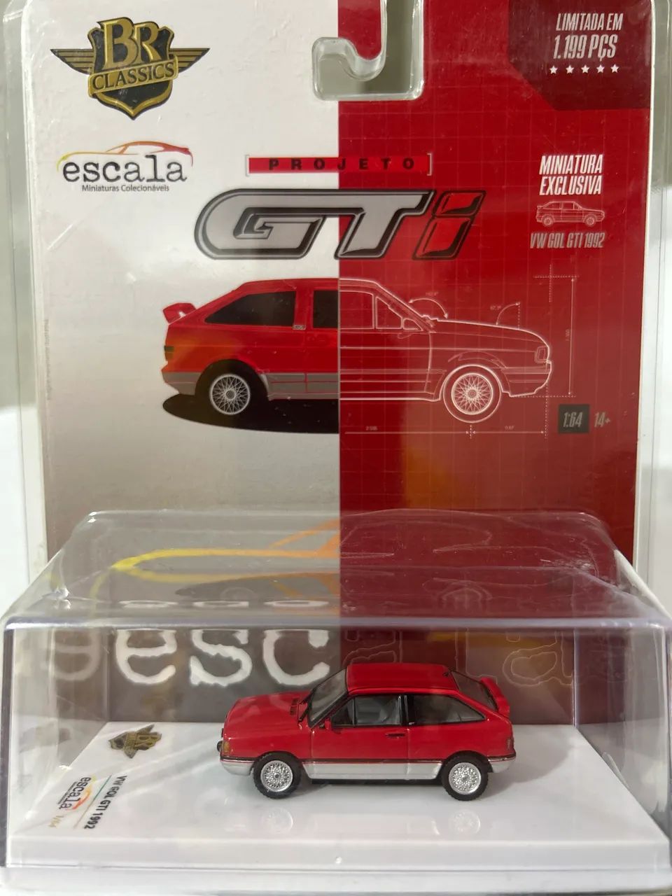 Volkswagen Gol GTI 1992 Vermelho - 1/64 - Escala - Br Classics - Foto 3