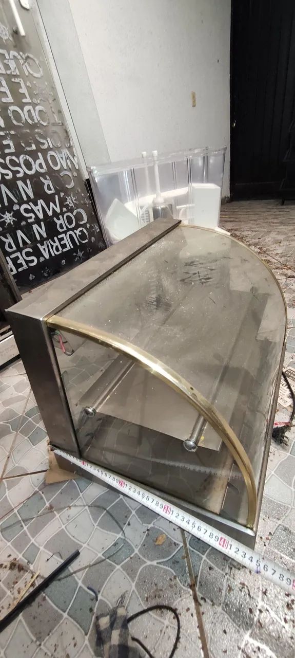 Estufa profissional borda dourada vidro curvo