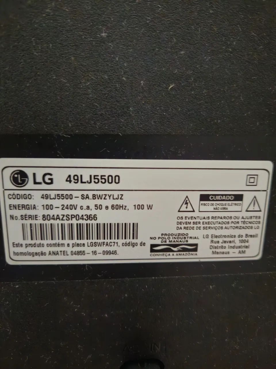 Tv lg 49 polegadas COM DEFEITO 