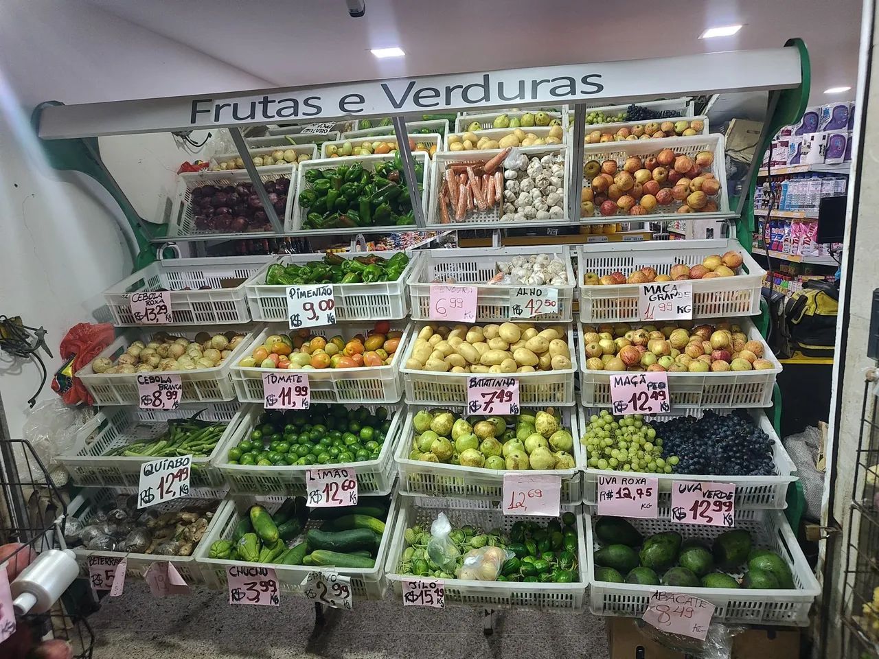 Expositor de frutas e verduras 12 caixas