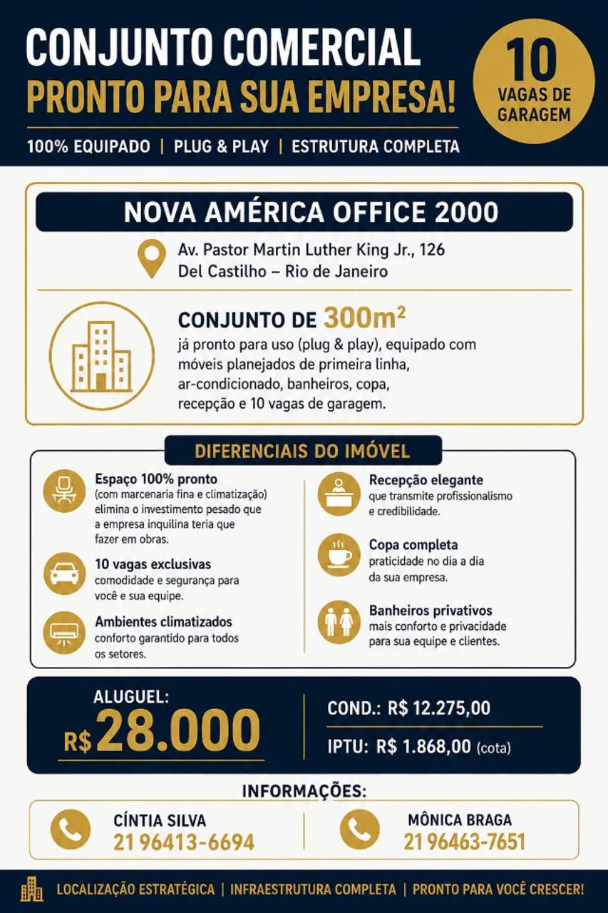 Conjunto de 300m2 no Nova América Office 