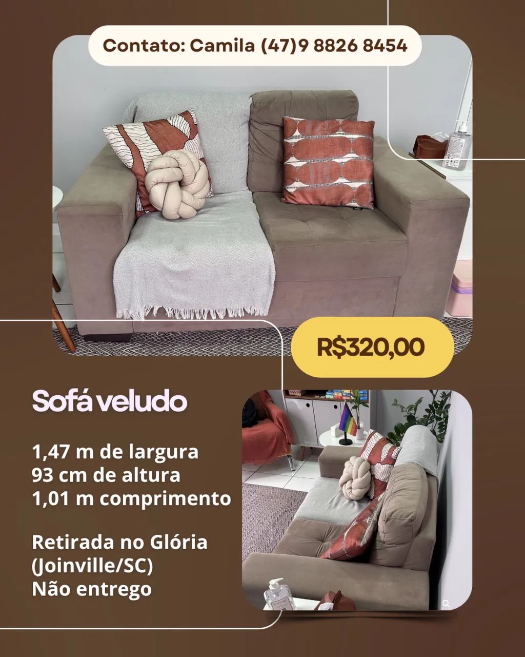 Sofá veludo dois lugares  - Foto 3