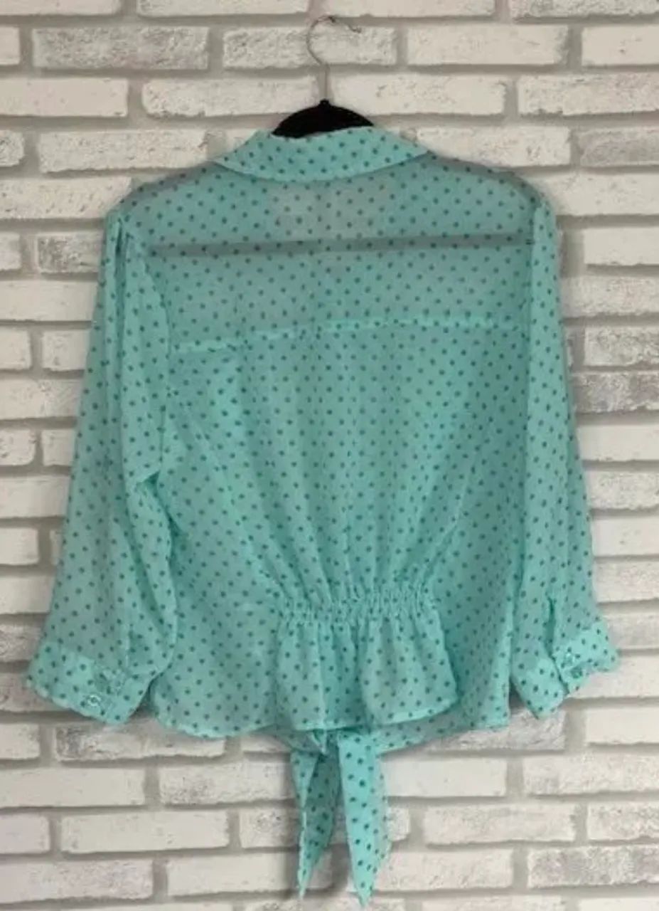 Camisa Bolinhas Pearl Verde Claro Tamanho G - Foto 2