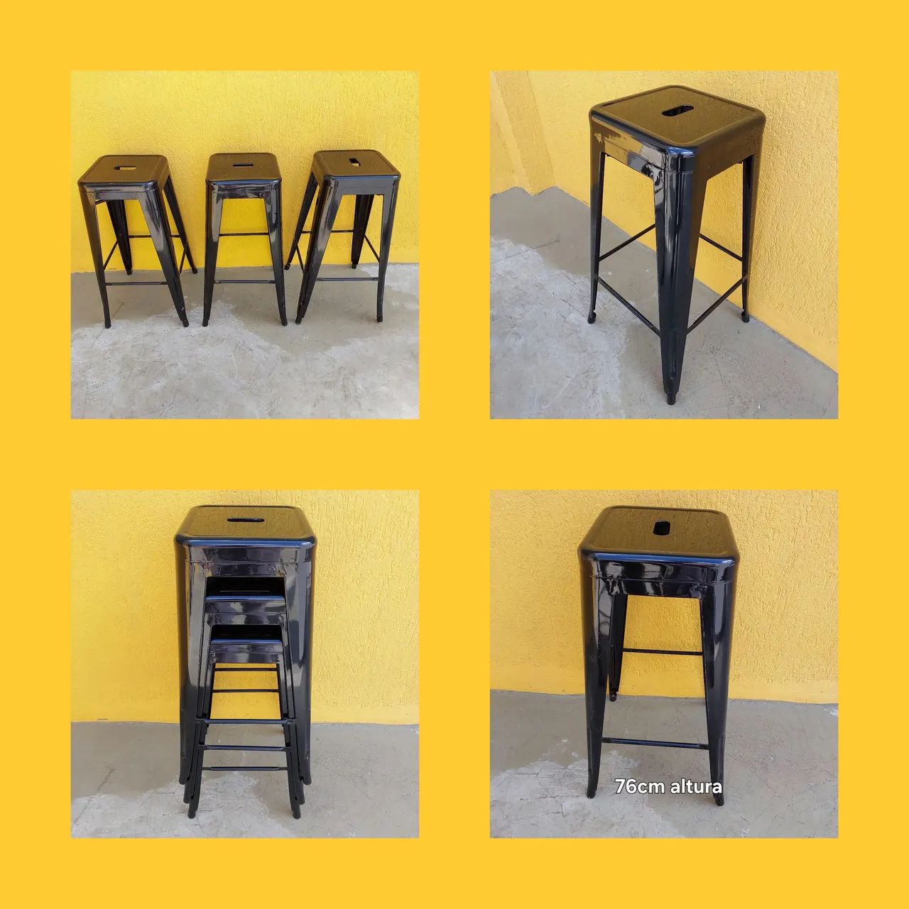 Banqueta em aço alta