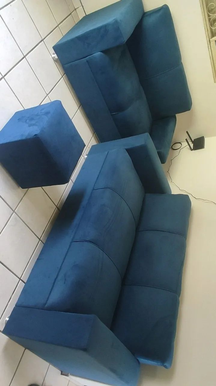 Sofá 2 e 3 assentos Suede D33 De alta qualidade Confortável Promoção - Foto 2