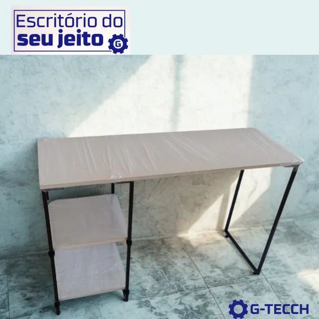 Mesa de Escritório prateleira 1,1m NOVA Multiuso para Computador Notebook Escrivaninha - Foto 4