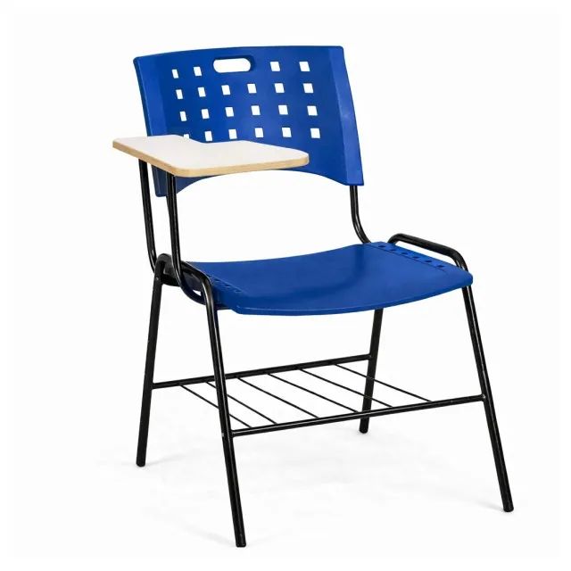 Cadeira Universitária Com Prancheta MDF Assento Plástico Cor Azul Reforçada 32010