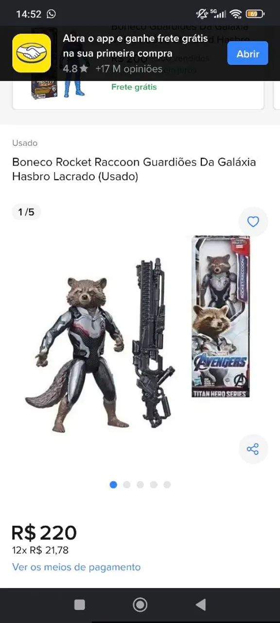 Boneco Rocket Raccoon Marvel  - Foto 4