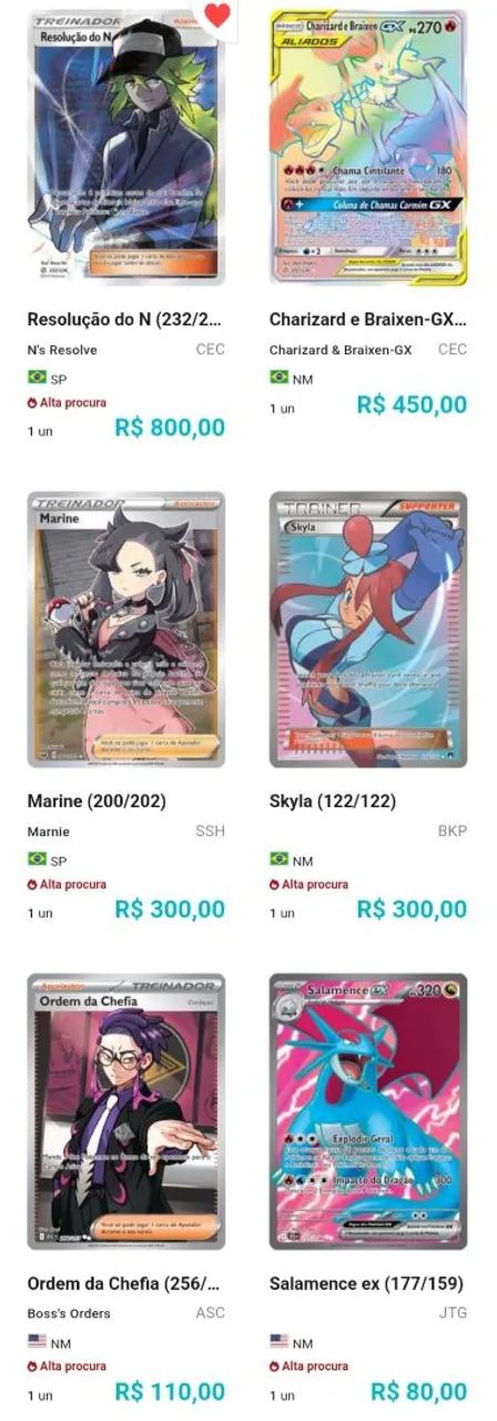 Cartas pokemon originais diversas 
