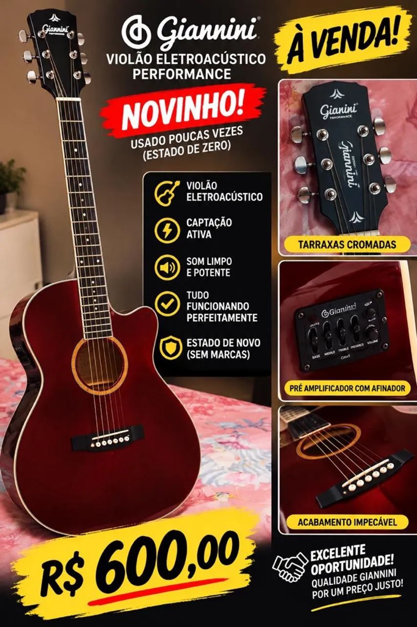 Violão Gianini 600,00 com capa 