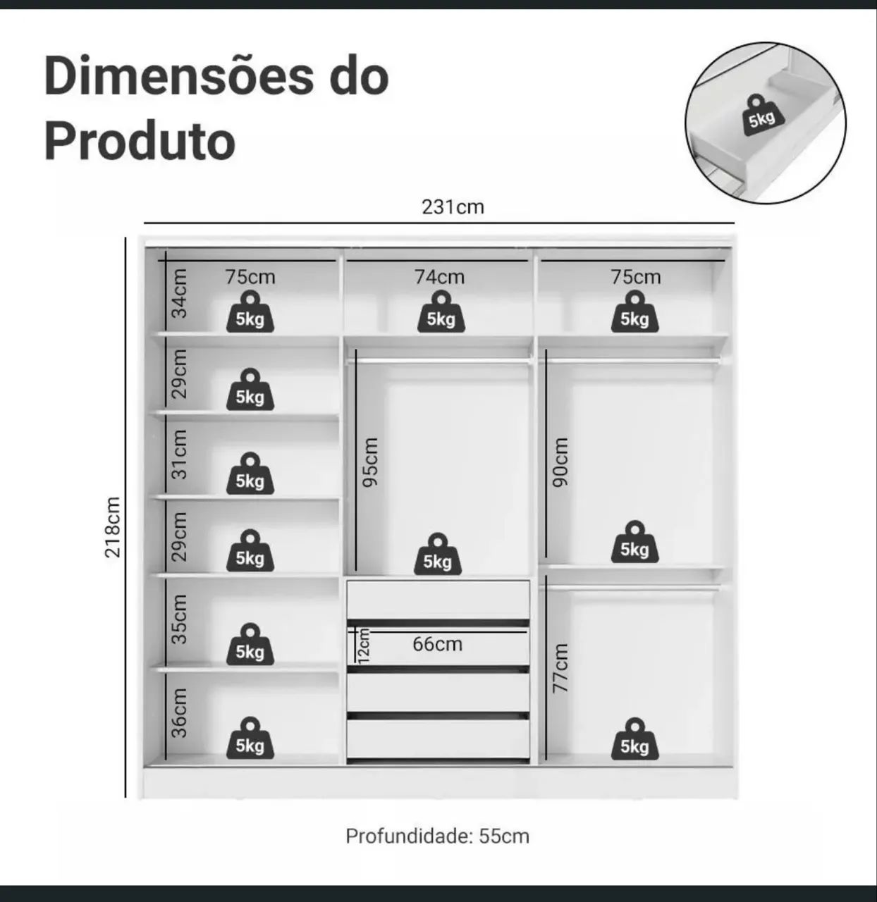 Guarda roupa 3 portas  - Foto 4
