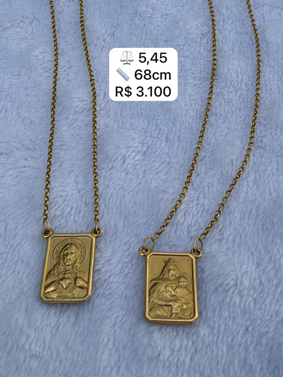 Escapulário de ouro 18k (Nossa senhora do Carmo e Menino Jesus)