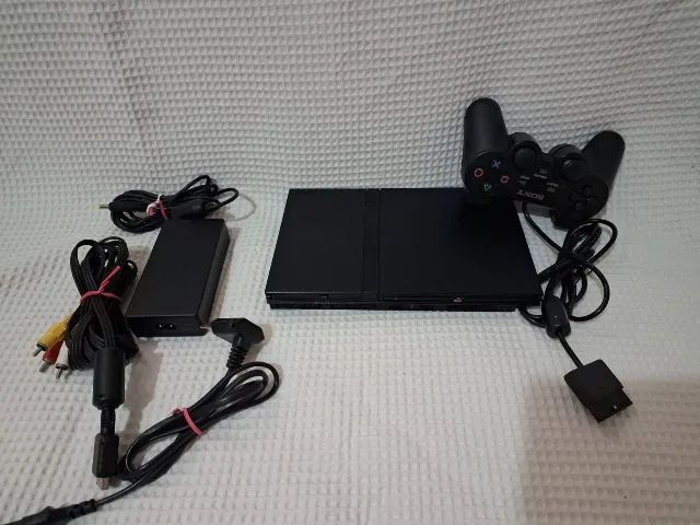 PLAYSTATION 2 SLIM PRETO SCPH 75001 23 MATRIX ORIGINAL LEITOR OK
