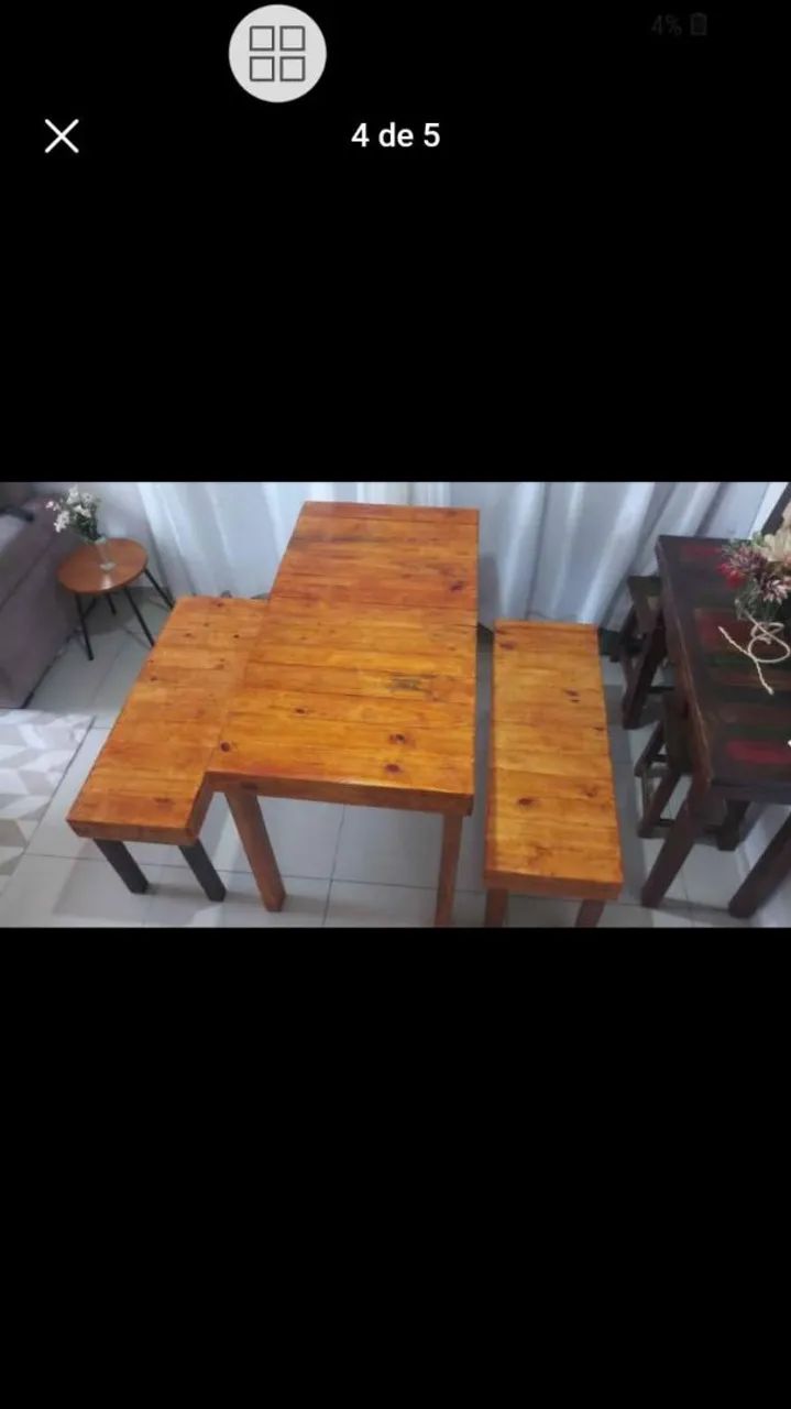 Conjunto de mesa e bancos ( novos) - Foto 2