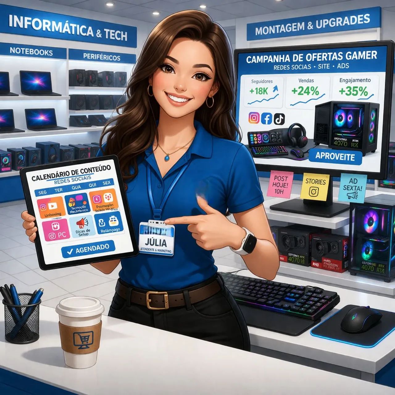 Vaga Atendente Marketing Vendedora para Loja de Informática