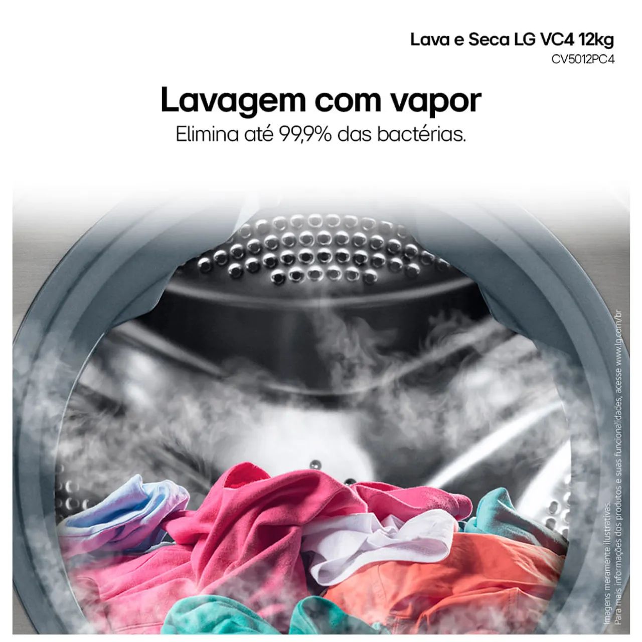 Lava e Seca Smart LG VC4 12kg Inox Look com AIDD? CV5012PC4A - Foto 4